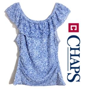 Ruffle Neckline Fitted Floral Top, Pretty! XL EUC